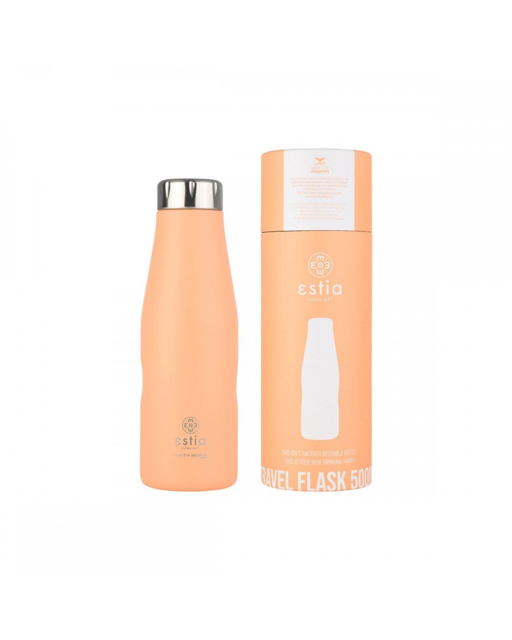 Estia Travel Flask Save Aegean Μπουκάλι Θερμός Peach Fuzz 500ml Summer Items