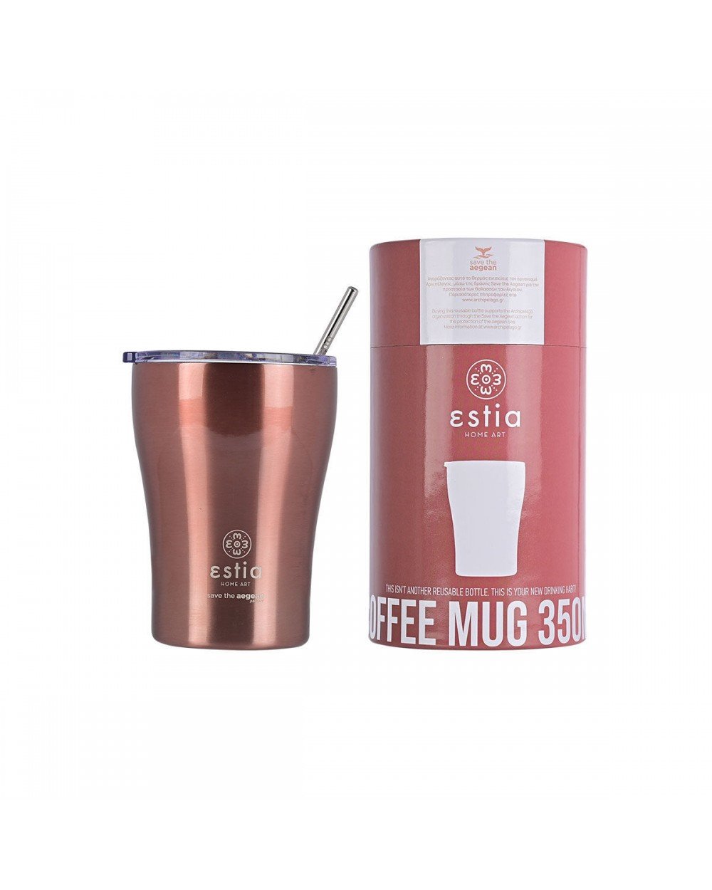 Estia Coffee Mug Μπουκάλι Θερμός Rose Gold 350ml 