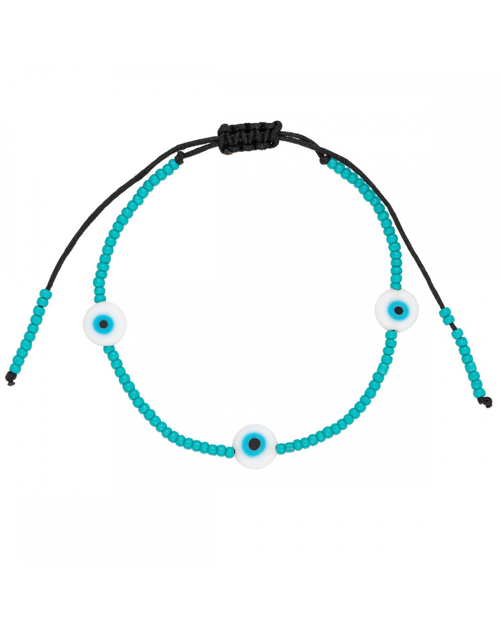 Βραχιόλι λεπτό μακραμέ Boho της Excite Fashion Jewellery, με ματάκια και τιρκουάζ χάντρες. B-110485-45 Κοσμήματα